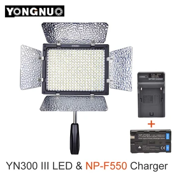

Yongnuo YN300 III YN-300 lIl 3200k-5500K CRI95 Camera Photo LED Video Light with 2300mAh NP-F550 Battery Pack with Charger set
