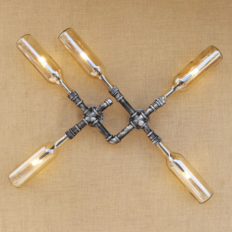 Retro Industrial iluminacion led lámpara de pared Cortina de cristal LOFT hierro óxido incluye G4 bombilla luz de la pared para el cuarto de baño dormitorio restaurante