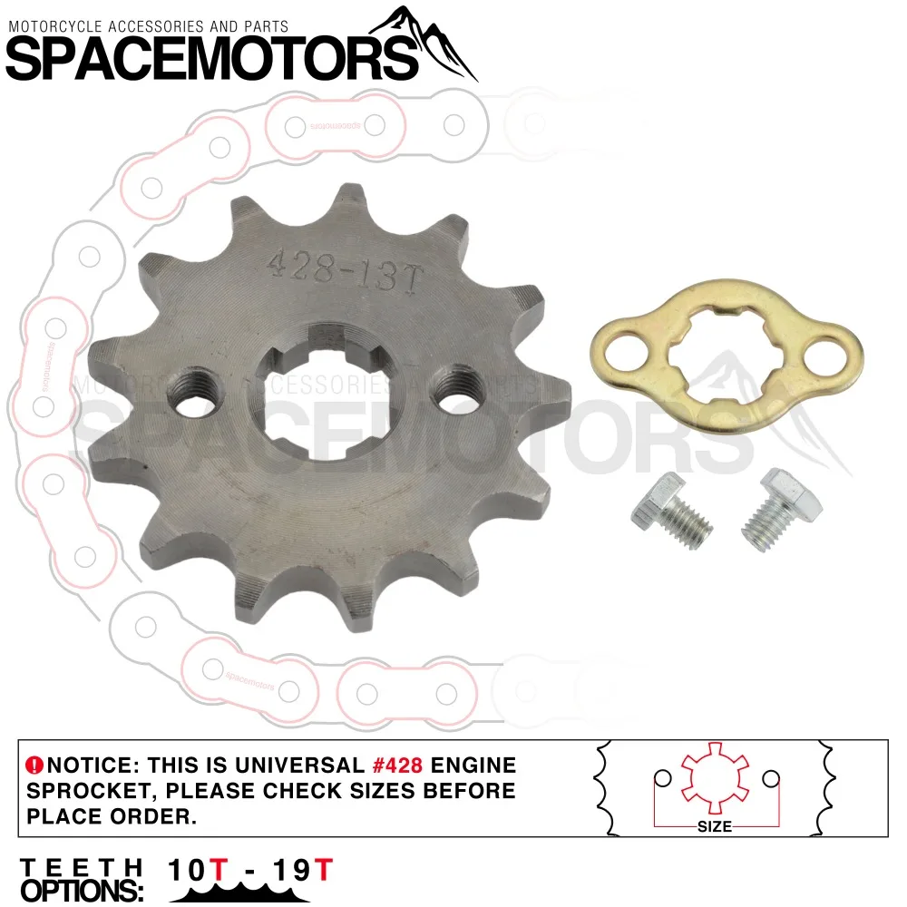 428 От 10 до 19 лет 17 мм spline передняя Звездочка двигателя звезда Мотоцикл мопед питбайк грязь питбайк ирбис TTR250 TTR MX эндуро Маунтин