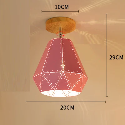 E27 Железный 5 Вт Железный потолочный светильник абажур подвесной светильник крышки и абажуры Треугольные металлические Абажуры для потолочных светильников поворот на 180 градусов cei - Цвет корпуса: pink20cm