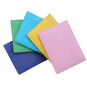 

New Fashion Women Slim Coin Bag Mini Travel PU Leather Small Wallets Credit Card Holder Cover Purse Solid Blue Green Pink