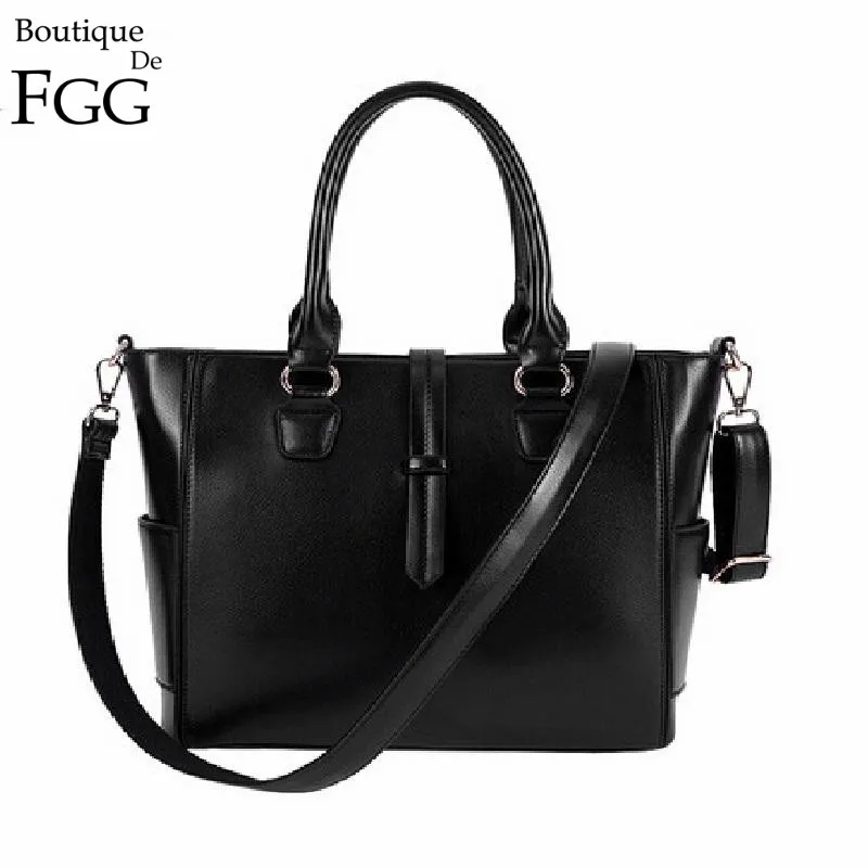 

Fashion Style Black Genuine Leather Cow Leather Business Formal Women Shoulder Bags Ladies Crossbody Handbags Totes Hobos