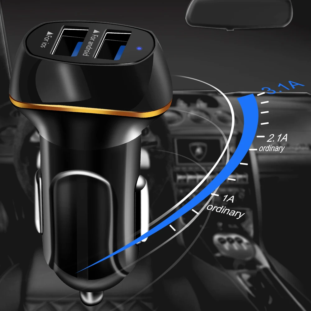 2 USB الناتج شاحن سيارة 3.1A ماكس (الحقيقي) سريع تهمة ل فون 6 6 زائد SE لسامسونج S6 S5 S4 المحمول ثانية الهواتف أقراص 2 USB الناتج شاحن سيارة 3.1A ماكس (الحقيقي) سريع تهمة ل فون 6 6 زائد SE لسامسونج S6 S5 S4 المحمول ثانية الهواتف أقراص