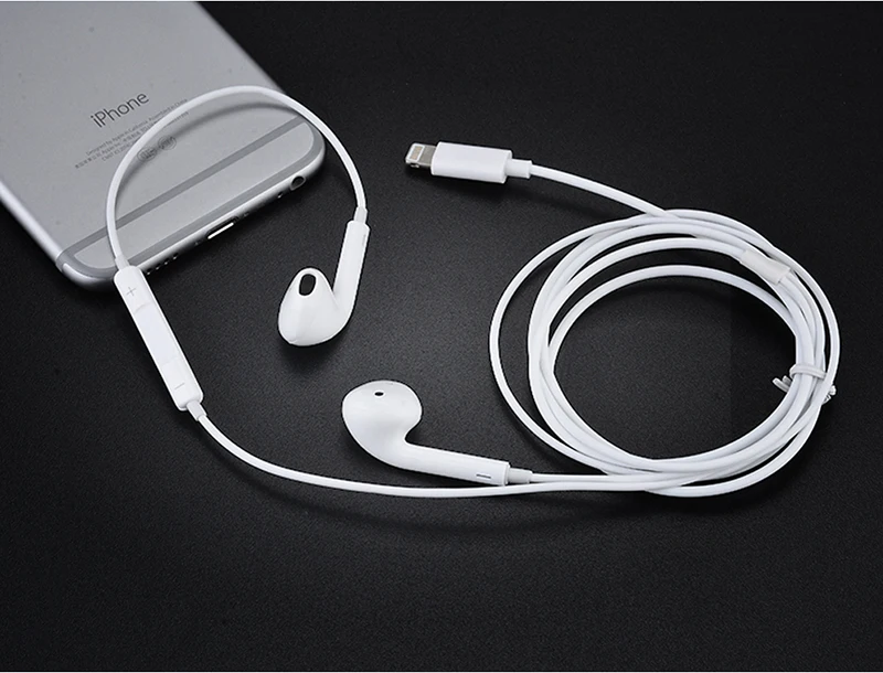 Разъем для освещения Apple Earpods и 3,5 мм разъем для наушников Встроенный контроль более глубокий богаче бас Музыка звонки бегунок для iPhone