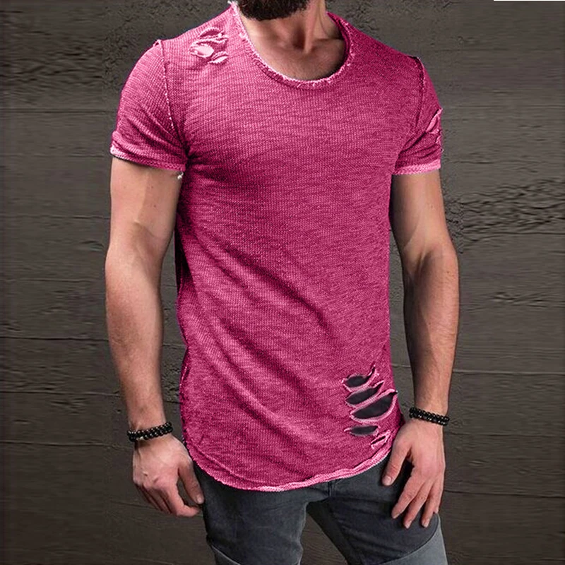 S 4XL Hip Hop Zerrissene Loch T Shirts Kurzarm T Shirt M nner Sommer S 4XL Hip Hop Zerrissene Loch T Shirts Kurzarm T Shirt M nner Sommer