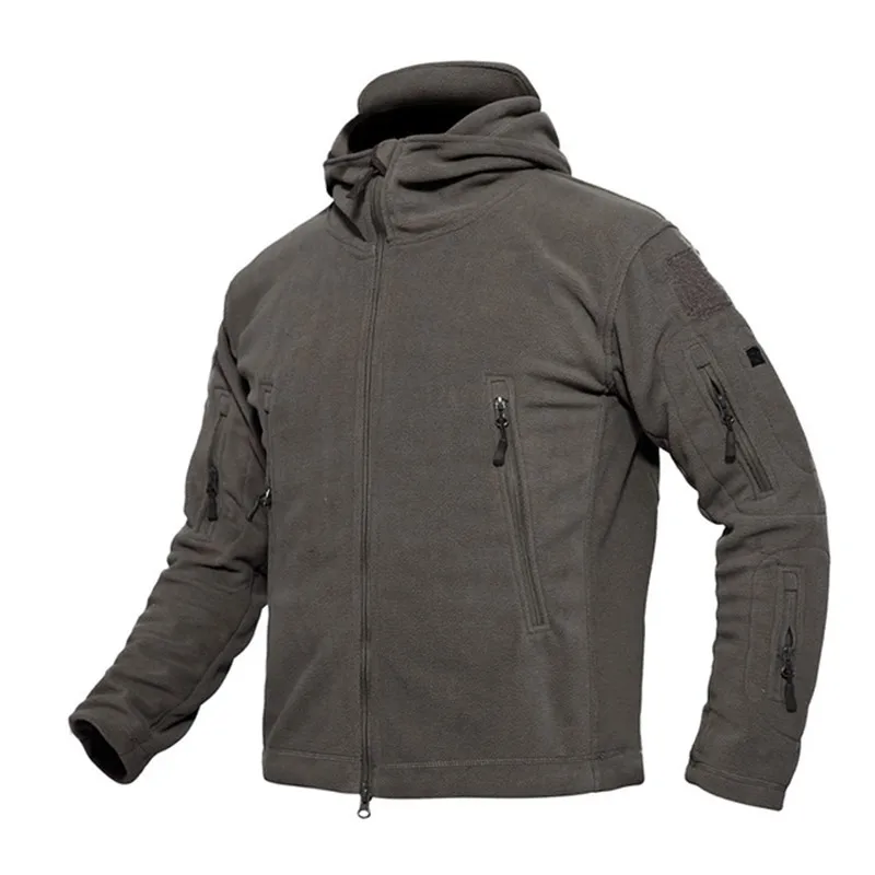 Мужская тактическая куртка из мягкой кожи TAD, уличная Военная армейская теплая флисовая куртка с подкладкой, походная охотничья ветровка, спортивная одежда - Цвет: Темно-серый