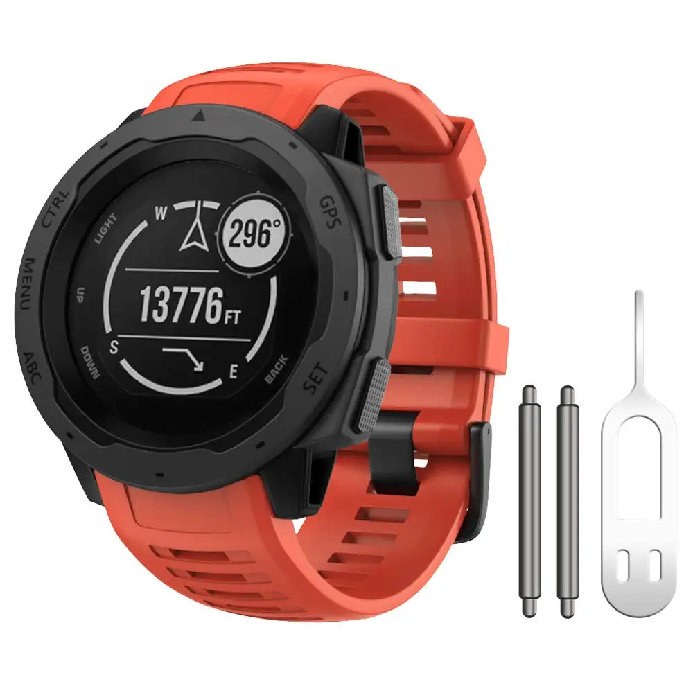 GXV мягкий силиконовый сменный ремешок для часов Quick Release ремешок для Garmin Instinct с адаптером инструменты