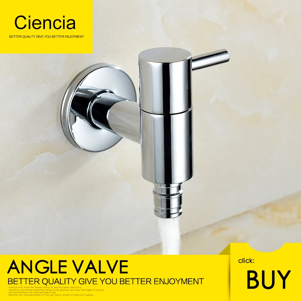 

Free Shipping Brass Bibcock Chrome Wall mounted Washing Machine Faucet Bath Toilet Mop Pool Taps Angle valve for Washing machine