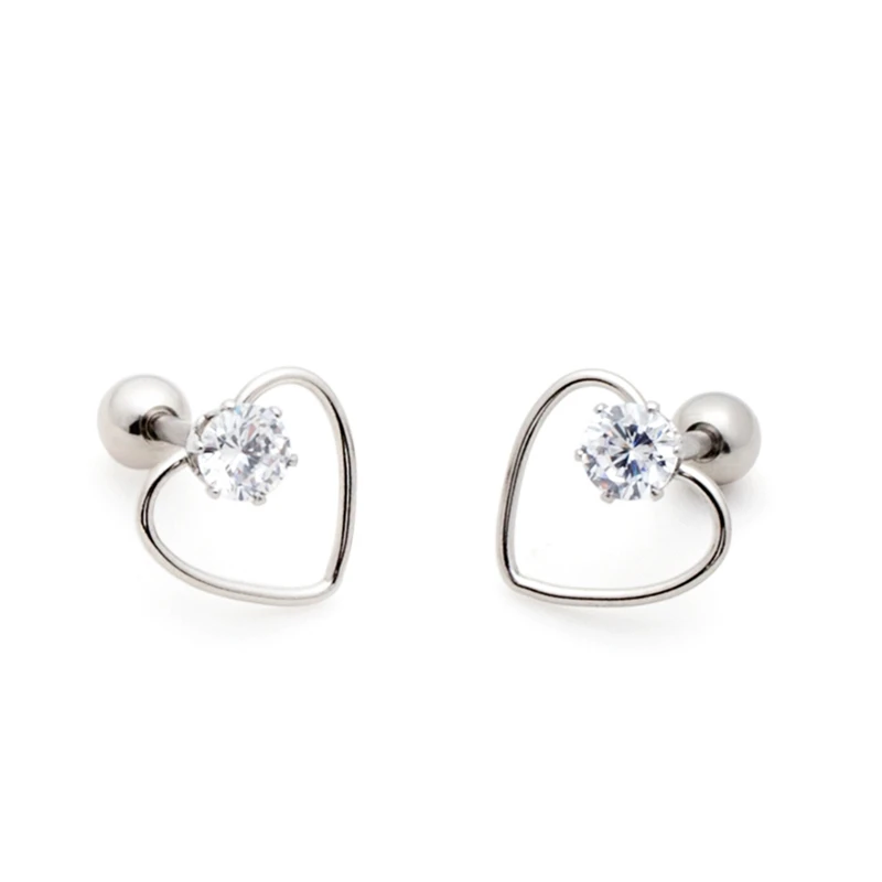 

Fashion Earrings for Girl Crystal Ear studs Shiny Heart Ear Piercing 1 Pair