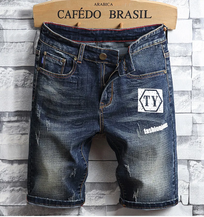 Men Light Blue Denim Shorts New Fashion Summer Men Straight Casual ...