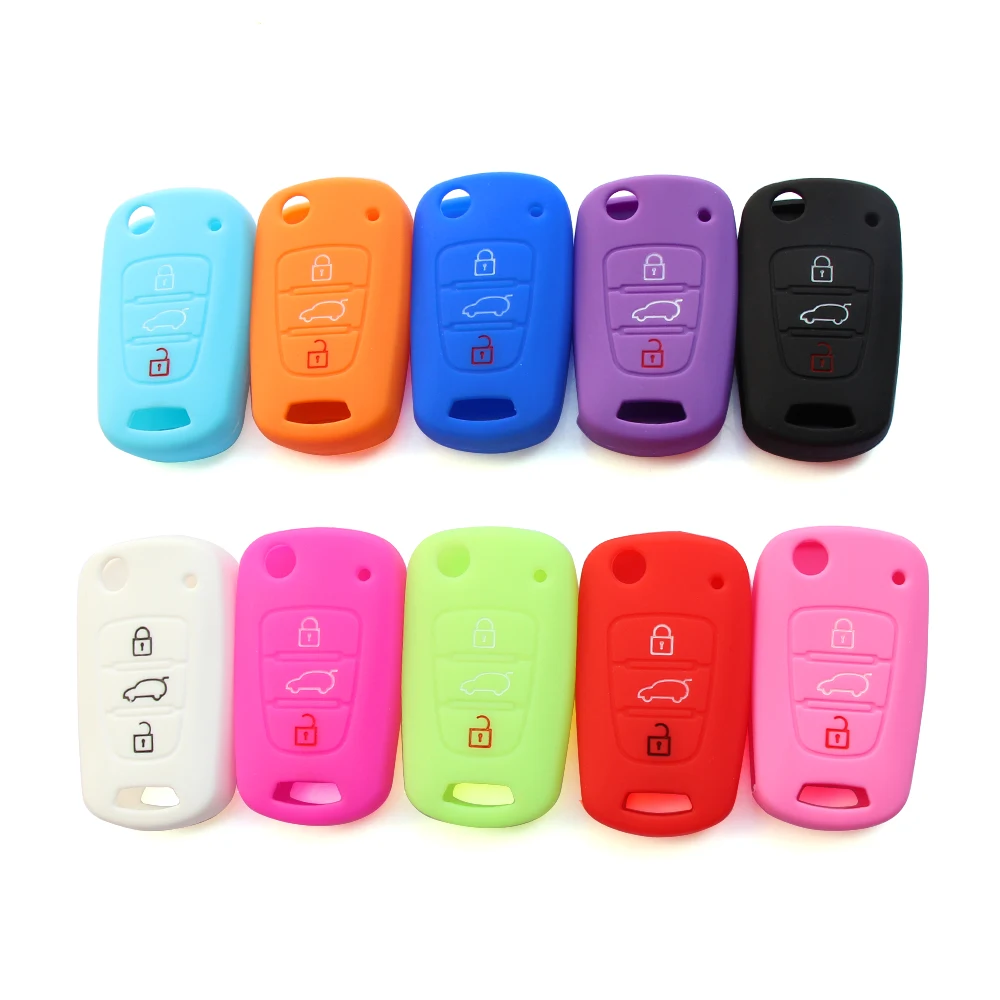 

3BTN Silicone Car Key Cover Case For Kia RIO K2 K5 Sportage Sorento For Hyundai i20 i30 i35 iX20 iX35 Solaris Verna