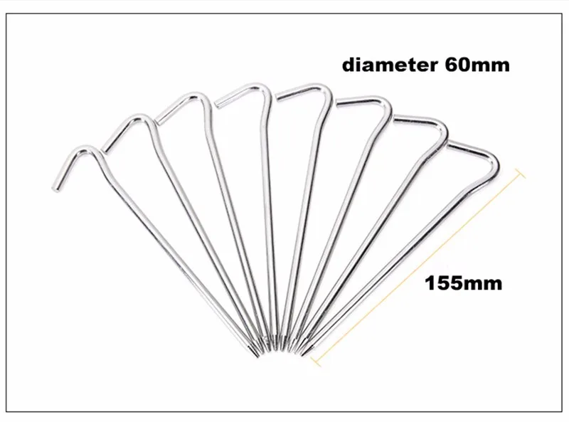8pcs Aluminum Alloy Tent Pegs Nail Outdoor Camping Accessory Sand Stakes Rope  Peg Round With Hooks Hiking  Accessories 155mm (8)