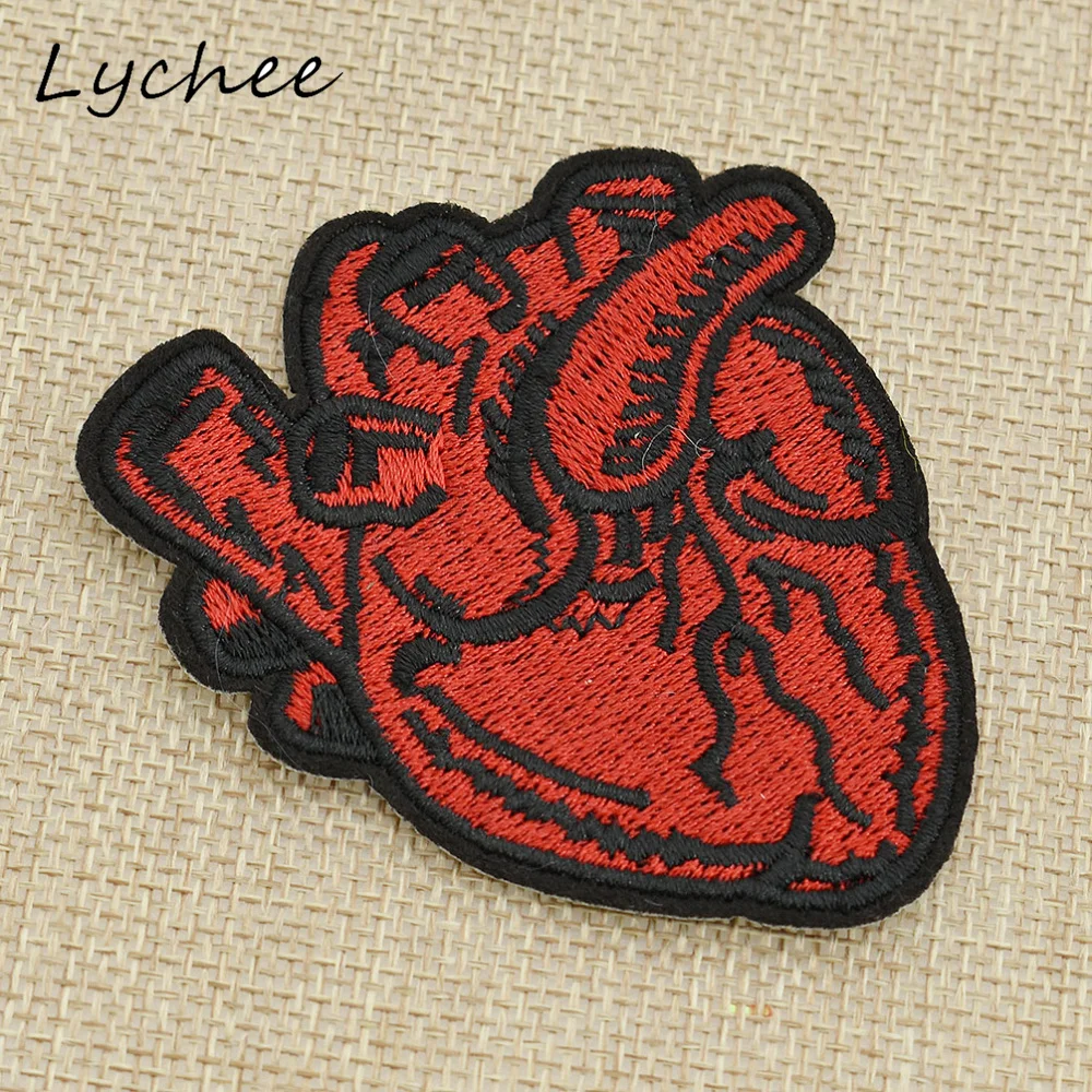 

Lychee Colorful Embroidered Human Heart Love Sew On Iron Patch Badge For DIY Needlework Applique Clothes Bag Decoration