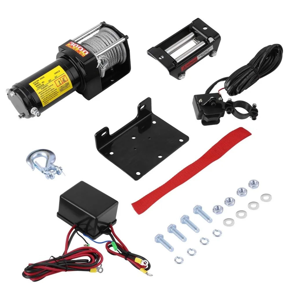 12V 3000LB Electric Winch Heavy Duty Recovery Electric ATV UTV Rope Cable Winch Wireless Remote Truck Boat Trailer Lifting Sling 12V 3000LB Electric Winch Heavy Duty Recovery Electric ATV UTV Rope Cable Winch Wireless Remote Truck Boat Trailer Lifting Sling