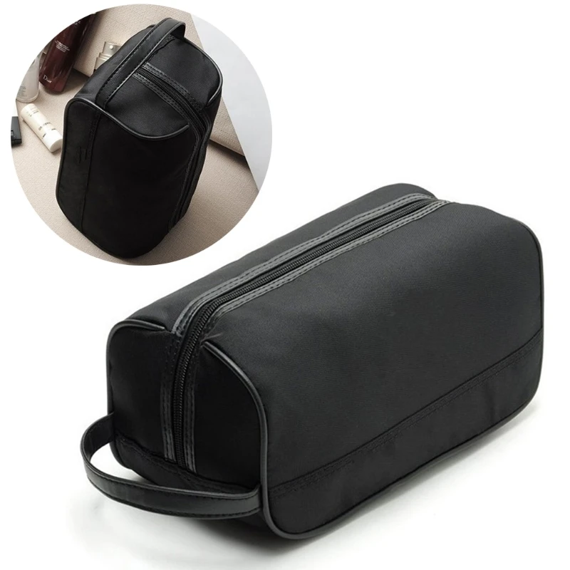 

THINKTHENDO Portable Men Black Travel Waterproof Makeup Toiletry Bag Wash Shower Cosmetic Organizer Nylon Casual S/L Handbags