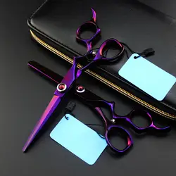 Профессиональный Япония 440c 6 дюймов фиолетовый камень ножницы салон резки Парикмахерская makas стрижка филировочные ножницы парикмахерские