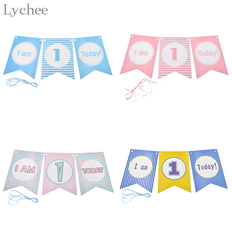 Lychee First Birthday Banner Boy Girl Baby Shower Bunting Garland