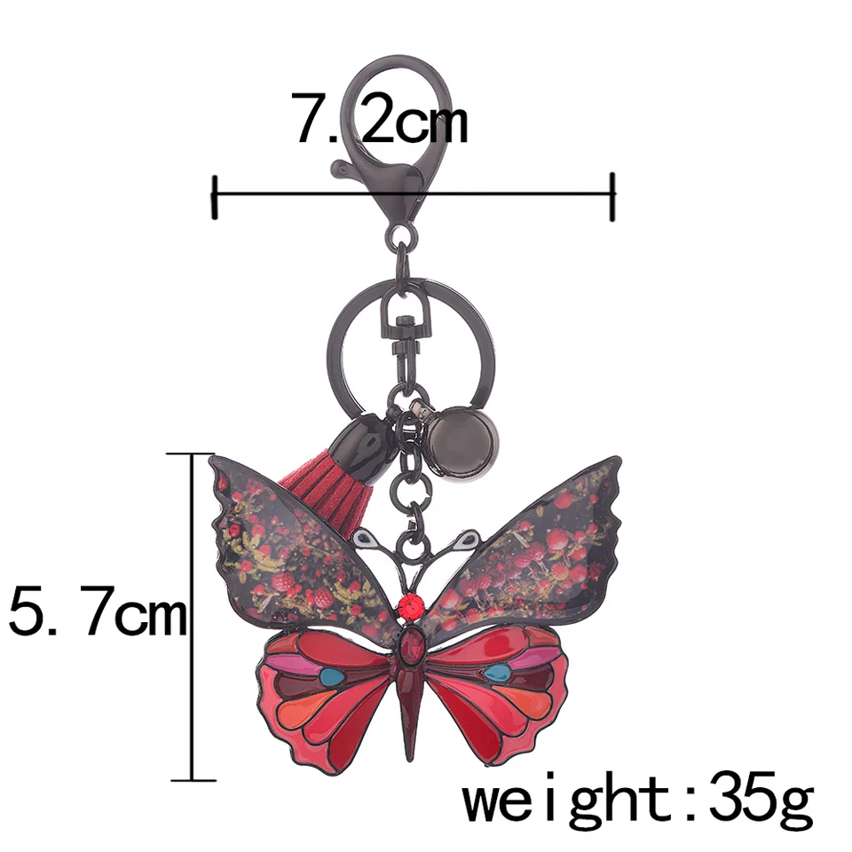 Butterfly Pendant Leather Rhinestone Women Fashion Key Chain Bag Keychain Gift