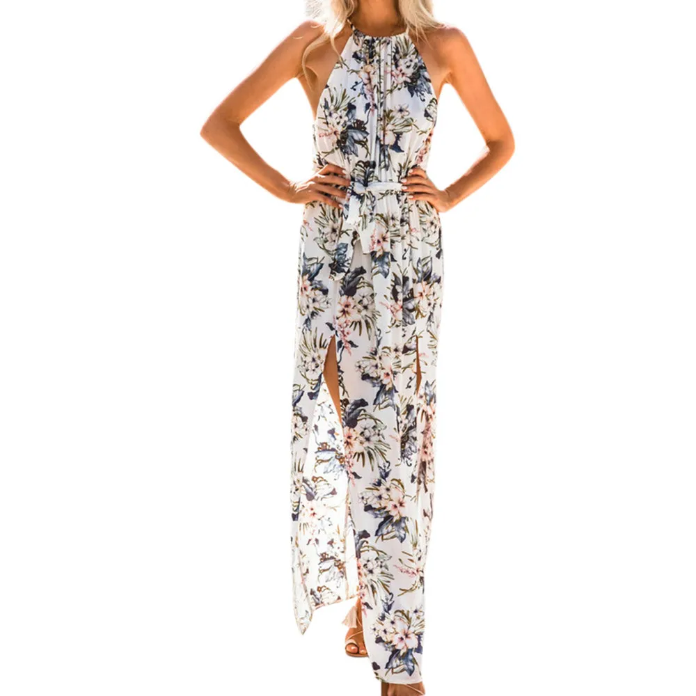 

JAYCOSIN Fashion summer dress 2019 beach dress Womens Summer Print Boho Long Maxi Evening Party sexy Floral Dress vestidos robe