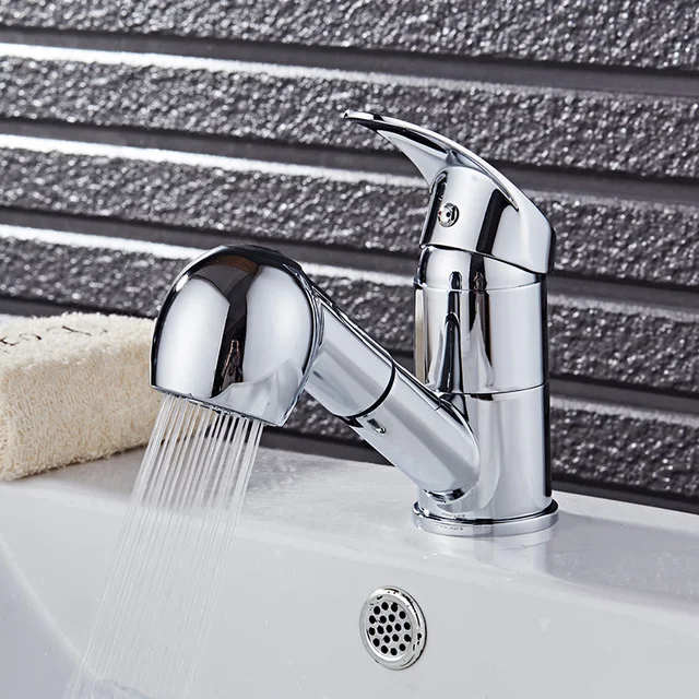 Free Shipping New Arrival Pull Out Basin Faucet Chrome Finished Free Shipping New Arrival Pull Out Basin Faucet Chrome Finished Bathroom Sink With Shower Head