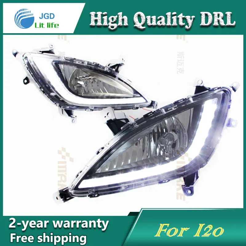 Free shipping 12V 6000k LED DRL Daytime running light case for Hyundai I20 2012 2013 fog