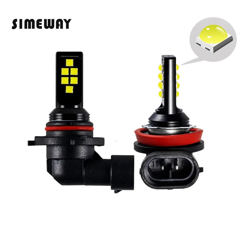 

2Pcs car H16 H11 H8 Led fog light H1 H4 H7 HB4 9005 h16 Bulb H3 H27 12SMD 3030 3000k Yellow 6000K white Auto Leds Light DC 12V