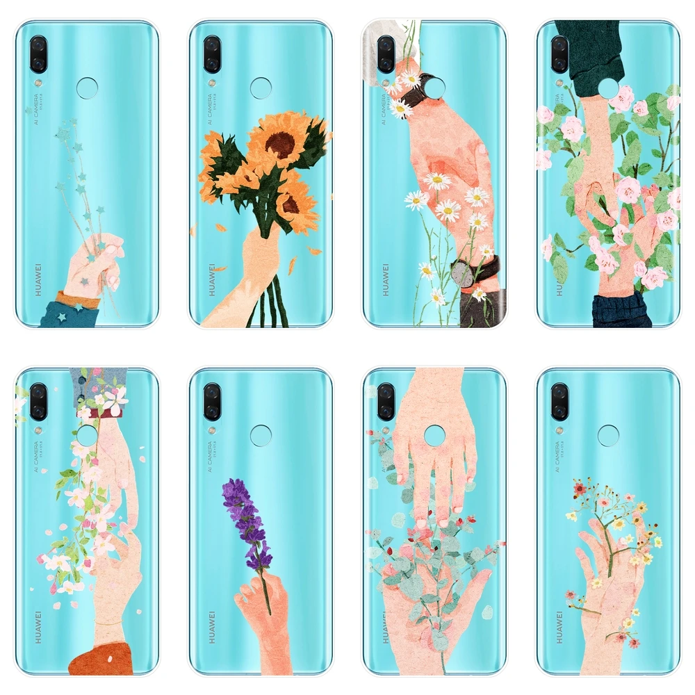 Задняя крышка из ТПУ для Huawei Nova Smart Lite 2017 мягкий силиконовый чехол с цветочным
