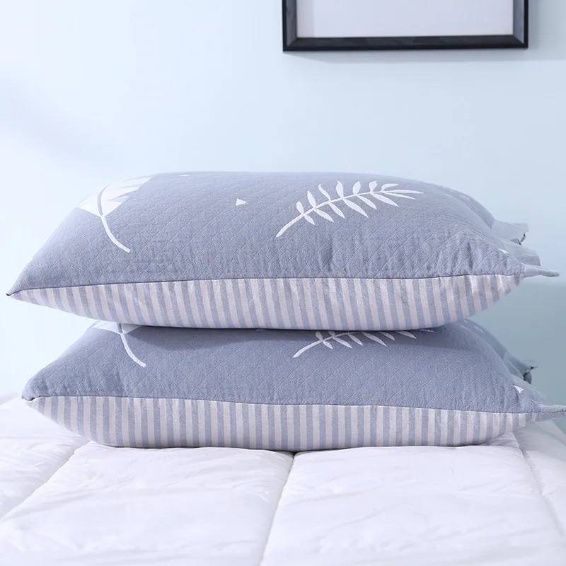 

2pcs/pair Thicken Cotton Pillowcases Leaf European Floral Pillow Case For Bedroom Envelope Button Pillow Cover 50x75cm