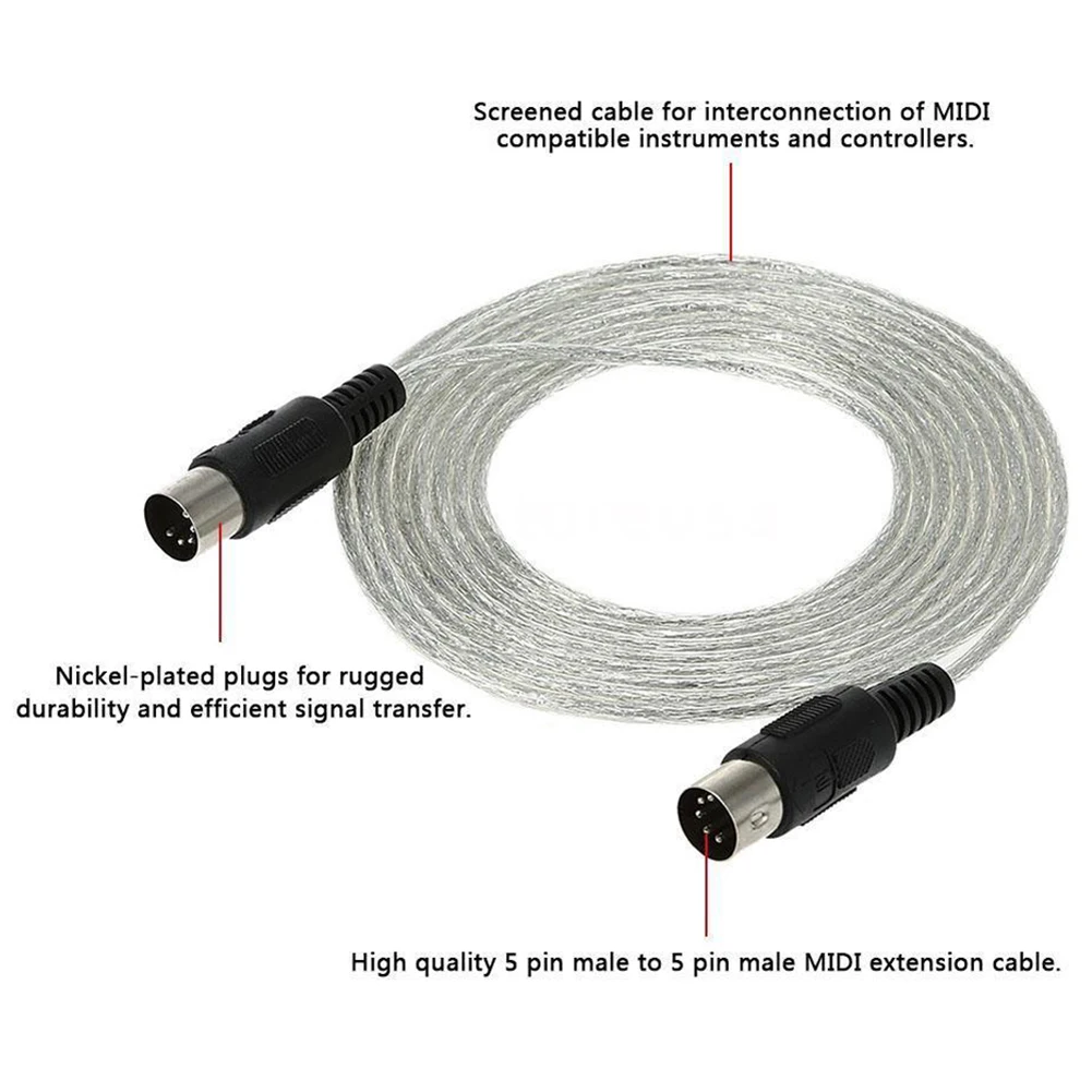 9.8FT миди кабель со штыревыми соединителями на обоих концах для подключения DIN 5-контактный музыкальный инструмент удлинитель Разъем