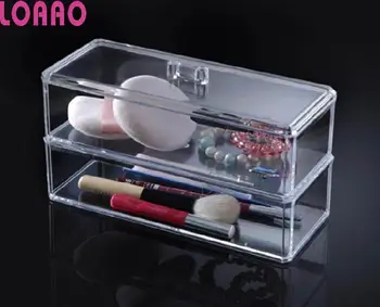 

LOAAO crystal cosmetic box brush organizer box jewellery make up brushes holder Acrylic makeup home storage box