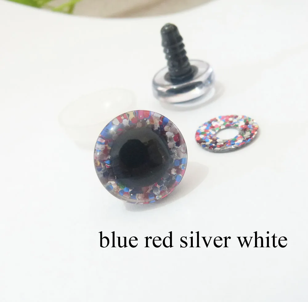blue red silver MASCKASZEM-104 шт-16 мм и 20 мм и 25 мм прозрачные трапециевидные пластиковые защитные игрушечные глаза+ цветной глиттер нетканых материалов+ шайба-13 цветов вариант-HS - Цвет: blue red silver
