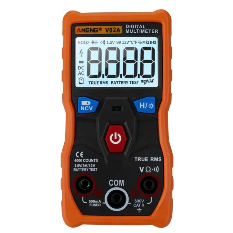 Оранжевый ANENG Многофункциональный ЖК-дисплей подсветка AC/DC 600 В напряжение тестер Вольтметр Бесконтактный напряжение обнаружения Цифровой вольтметр - Цвет: Оранжевый