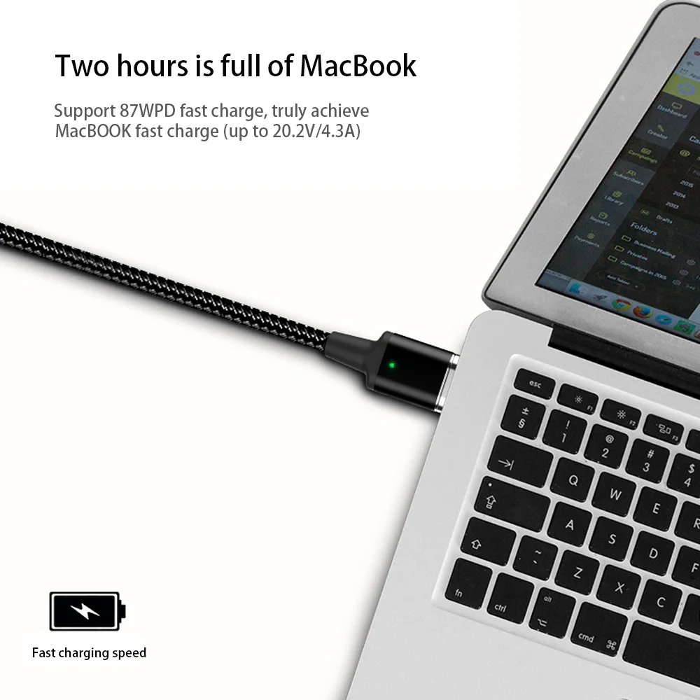 Магнитный кабель usb type C PD 100 Вт 5А, супер быстрый кабель для ...