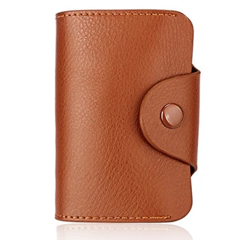 

Genuine Leather Retro Wallet Blocking Pocket Solid Color ID Credit Card Holder