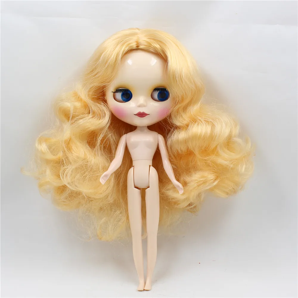 Free shipping Factory Blyth Doll 260BL2050 Golden curly hair without bangs centra parting 1/6 normal regular body gift toy