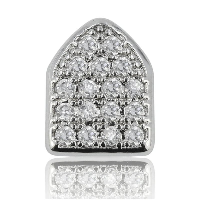 BOAKO Bling Золотые дентальные украшения для мужчин Grillz хип-хоп одиночные зубные решетки кепки Рэппер зубы комплект декоративных коронок панк человек Iced Out ювелирные изделия Z5 - Окраска металла: silver full zircon