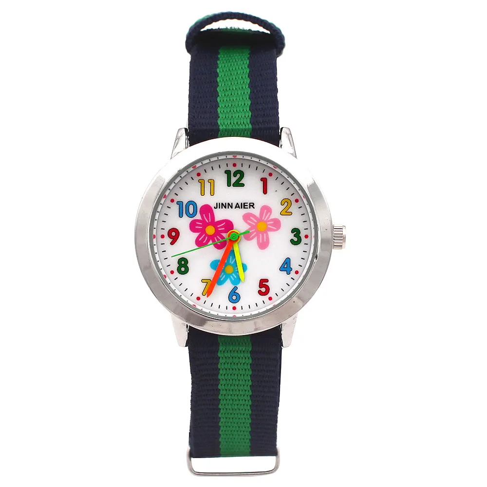 Детские часы высокого качества красочные дети мальчик девочка ткань нейлоновый ремешок цветы циферблат мультфильм часы студенческие наручные часы - Цвет: 3