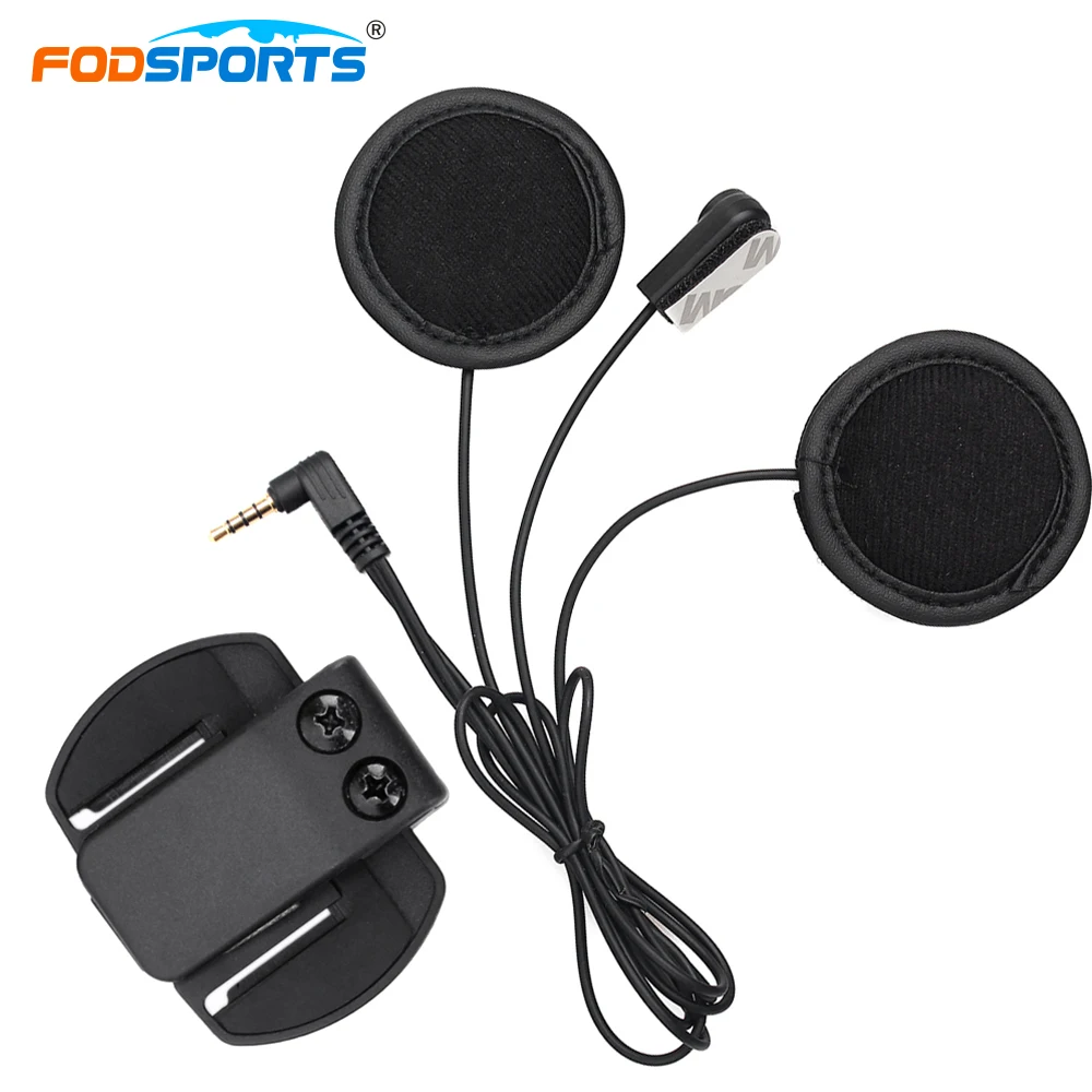 Fodsports Helmet Headset Speaker Soft Microphone with Clip suit for V4 V6 Motorcyle Helmet Intercom 3.5 Jack Plug v6 v4 intercom accessories 3 5mm jack plug earphone stereo suit for v6 v4 bluetooth intercom motorcycle with hard or soft mic