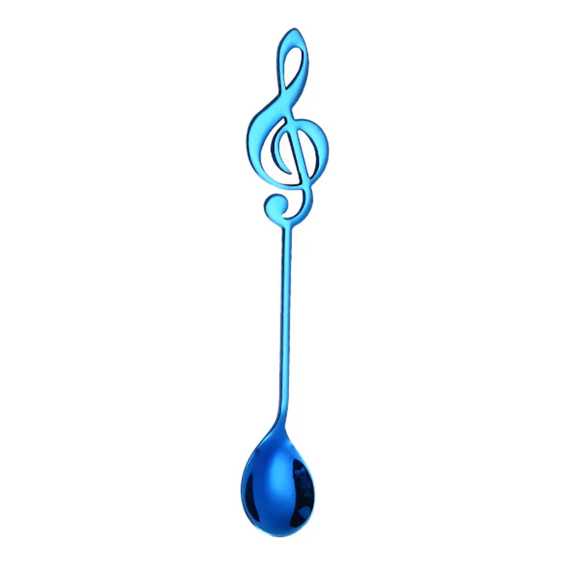 Stainless steel music spoon Coffee Scoops Colorful Spoon Handle Spoons Flatware Ice Cream Drinking Tools Kitchen Gadget #2h08  (9)