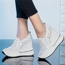 Punk Tennis Shoes Summer Sneakers Women Cow Leather Wedges High Heel Gladiator Sandals Breathable Platform Oxfords Casual Shoes dumoo girl super high heel 8cm cow leather casual shoes women sneakers leisure platform shoes wedges casual shoes mixed color