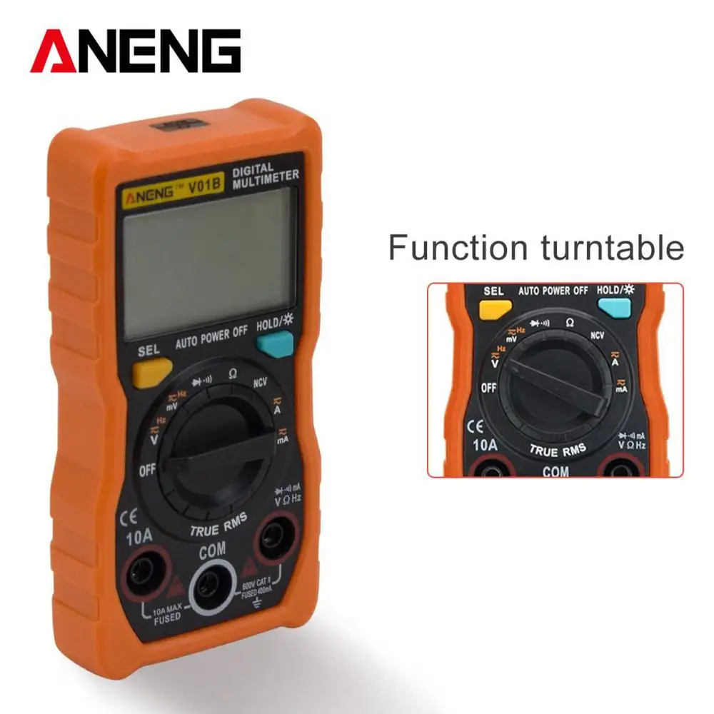 

ANENG V01B NCV Digital LCD Multimeter AC/DC Voltmeter Ammeter True RMS Diode Resistence Frequency Tester Data Hold Auto Range