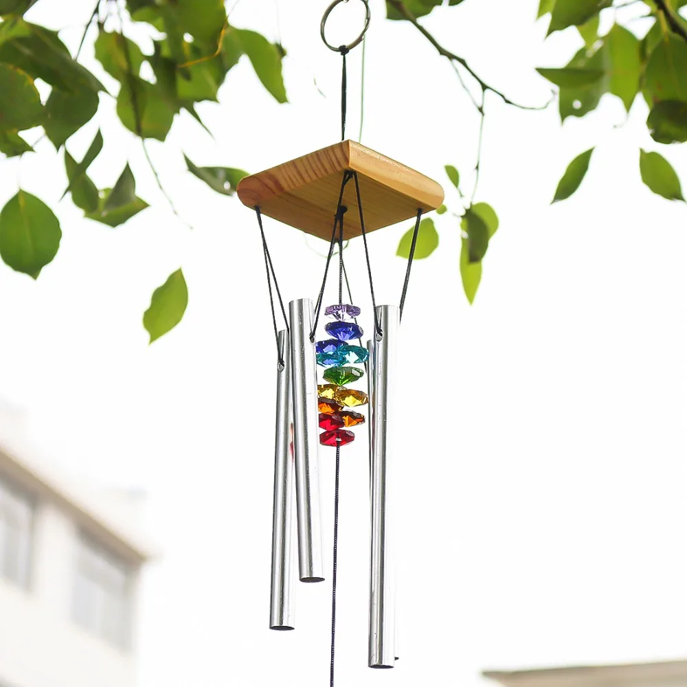 

H&D Wind Chimes with Rainbow Chakra Sun Catchers Crystal Ball Prism Windchime Encore Collection Handmade Craft