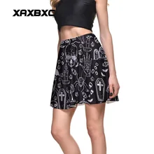 1255 Лето сексуальное платье на Хэллоуин, черный череп крест кладбище печатных черлидеров пачка короткая юбка Для женщин плиссированные мини-юбки плюс Размеры