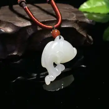 

H16#Hetian jade and the air dolphin pendant