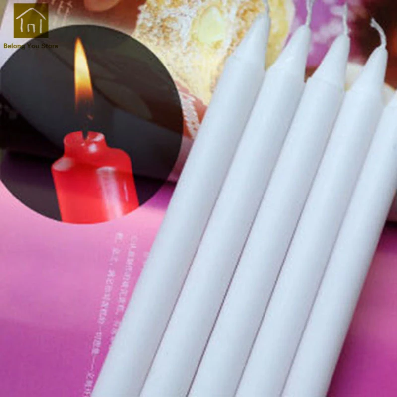 Длинные свадебные свечи высокого качества, креативные белые свечи, Пламенные огни Pilares De La Boda, парфюмерные свечи WKK027 - Цвет: 10 Pics White