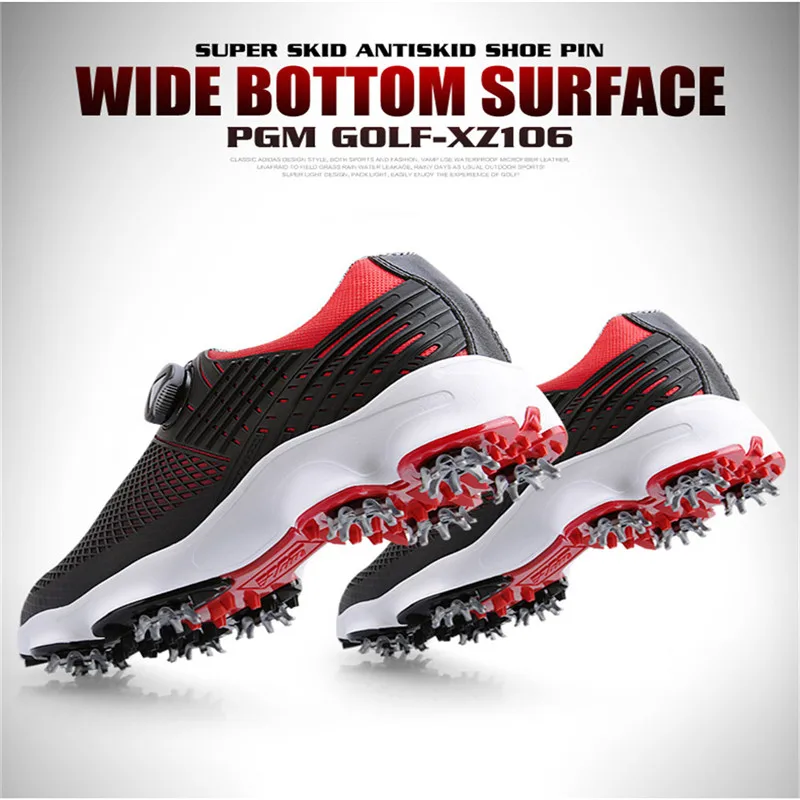 PGM обувь для гольфа мужские водонепроницаемые дышащие противоскользящие кроссовки мужские вращающиеся шнурки спортивные кроссовки с шипами обувь для гольфа