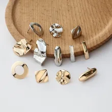 Новые 15 пара/лот креативные волнистые геометрические круглые/квадратные/овалы украшения медные женские серьги-гвоздики diy ювелирный аксессуар Подвеска