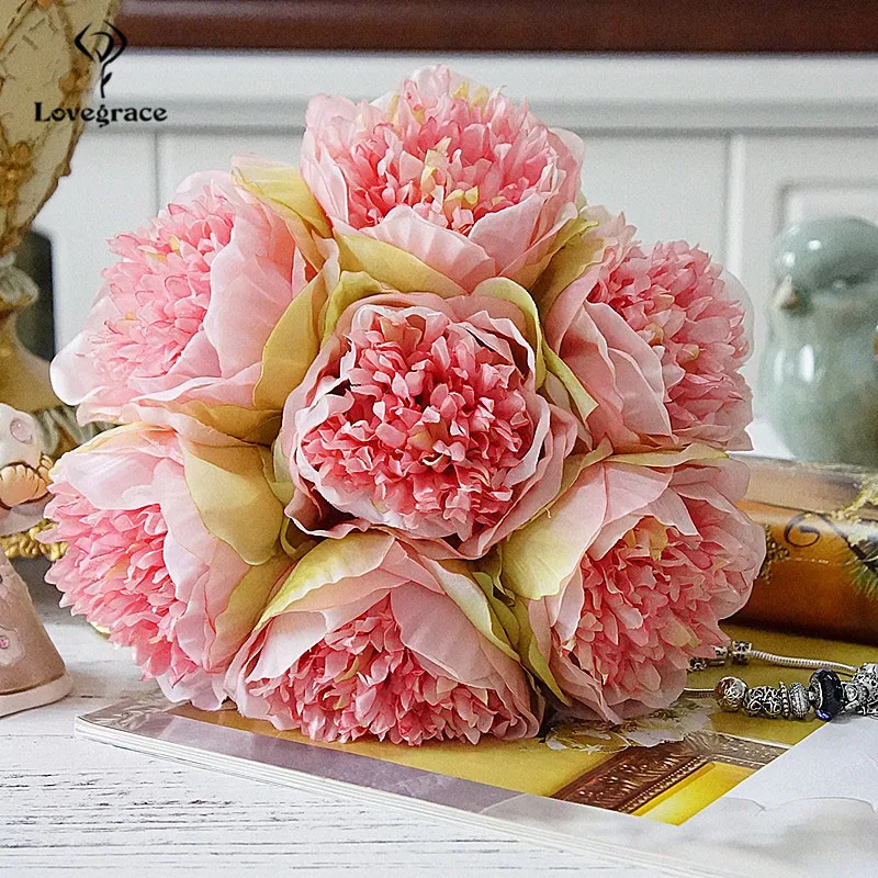 silk peony flowers artificial wedding bouquet fake flowers home floral decor (33)
