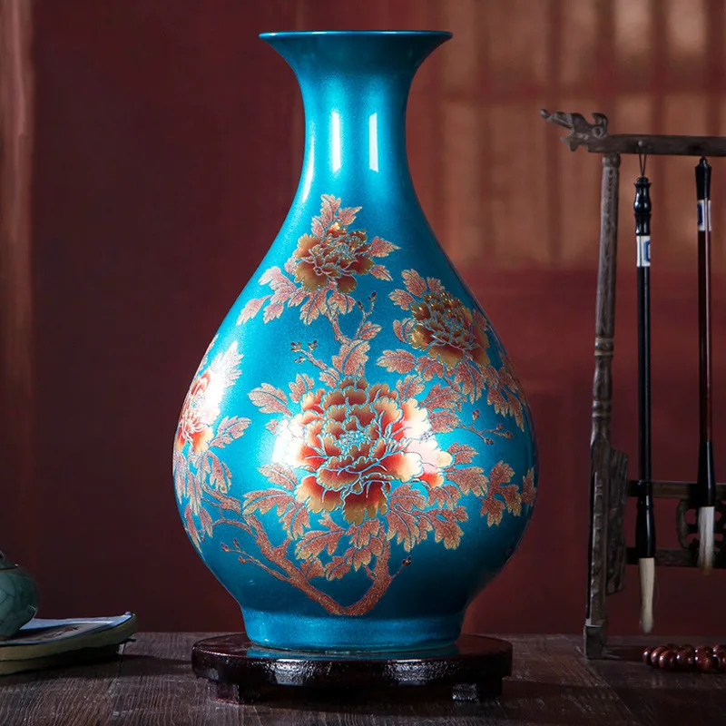 Jingdezhen Классическая фарфоровая Хрустальная глазурованная ваза для цветов