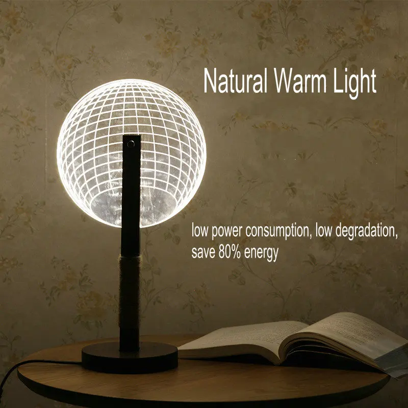 

Artpad Round Dimmbale LED Night Lamp Wood base Acrylic 3D LED Table Light for Kid Bedroom Bedside Atmosphere Lighting